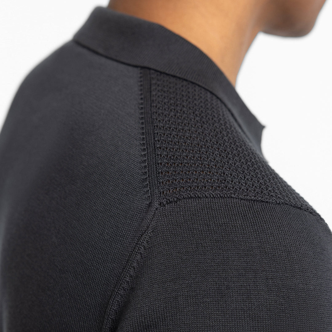 Ash & Erie Black Knit Polo Shirt for Short Men   Short Sleeve Polo Shirt