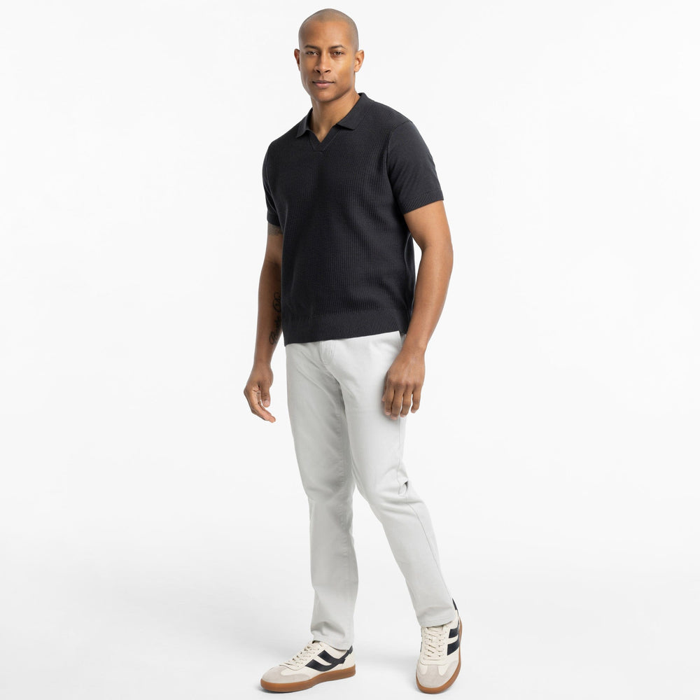 Ash & Erie Black Knit Polo Shirt for Short Men   Short Sleeve Polo Shirt