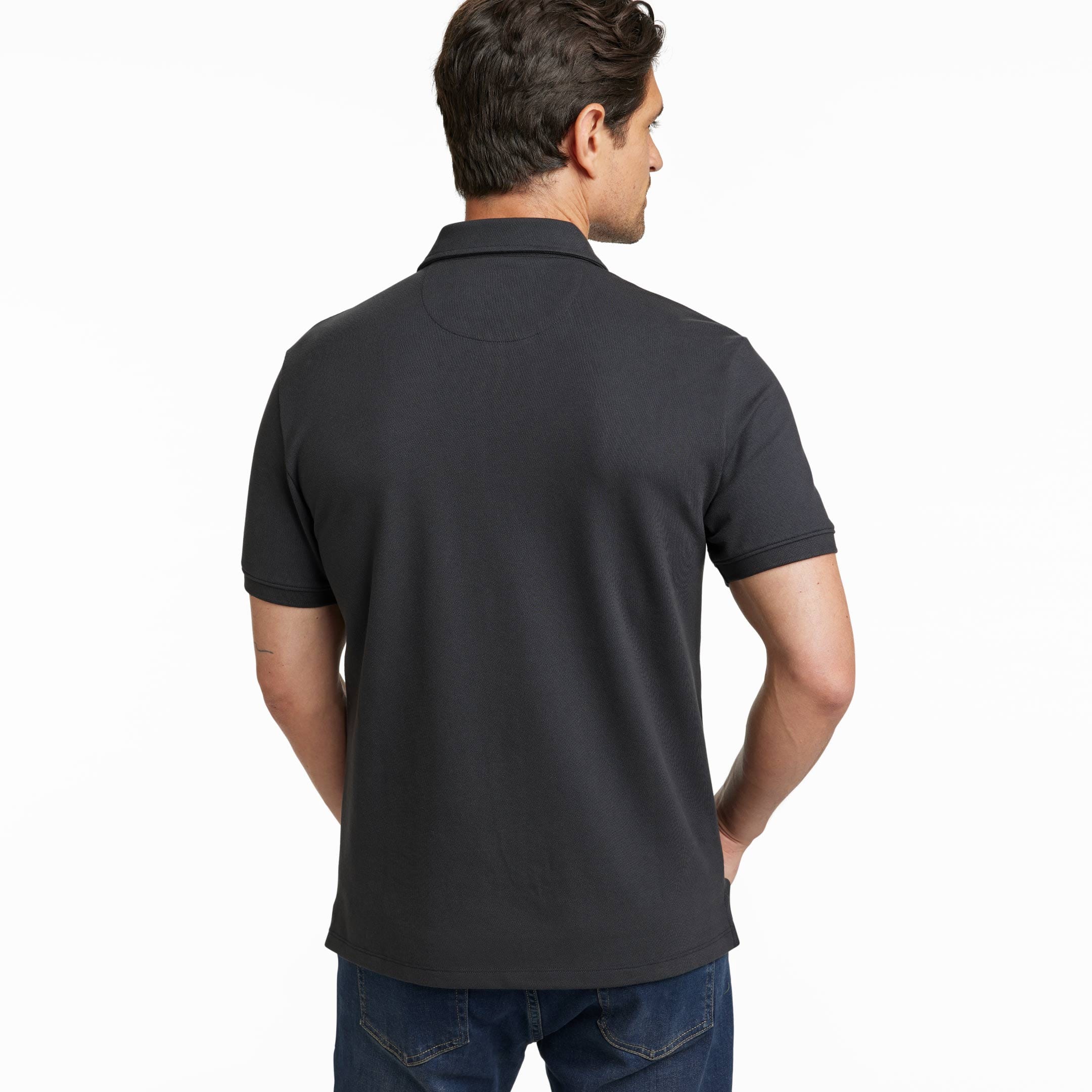 Ash & Erie Black Pique Polo Shirt for Short Men   Short Sleeve Polo Shirt