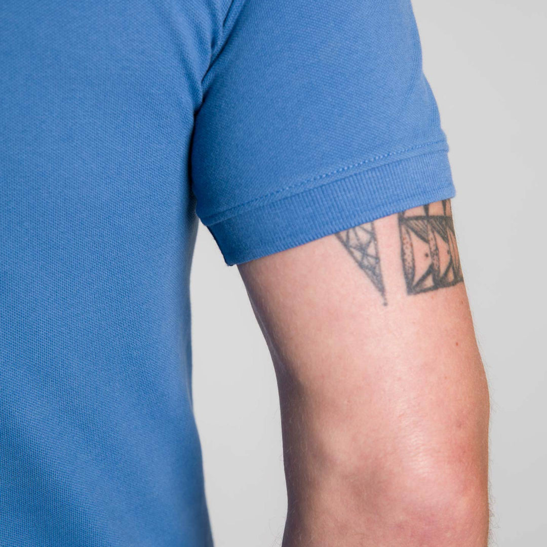 Ash & Erie Blue Pique Polo Shirt for Short Men   Short Sleeve Polo Shirt