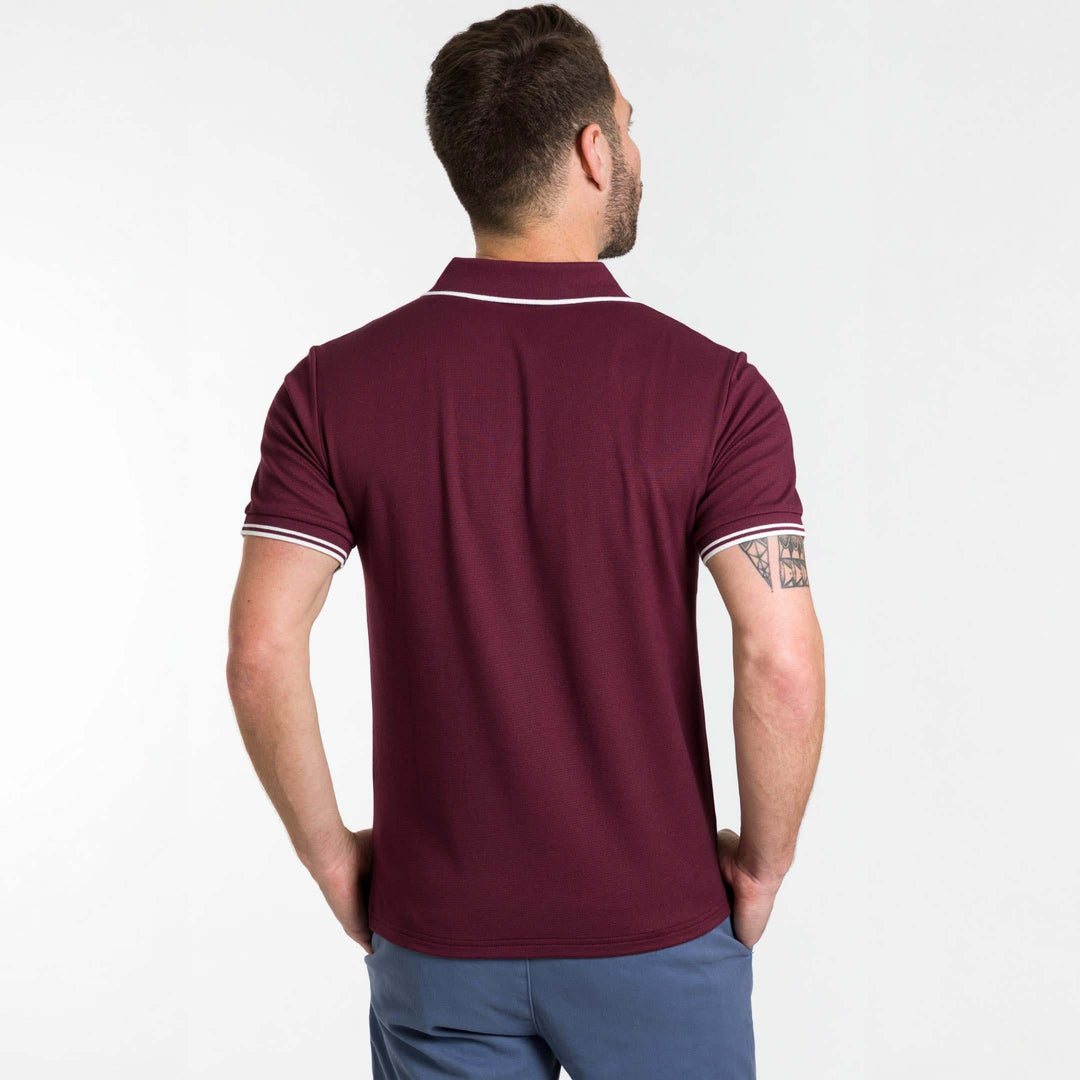 Ash & Erie Burgundy Micro Pique Polo Shirt for Short Men   Short Sleeve Polo Shirt