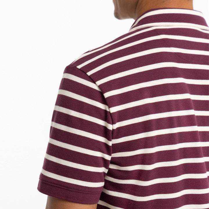 Ash & Erie Burgundy Stripes Pique Polo Shirt for Short Men   Short Sleeve Polo Shirt