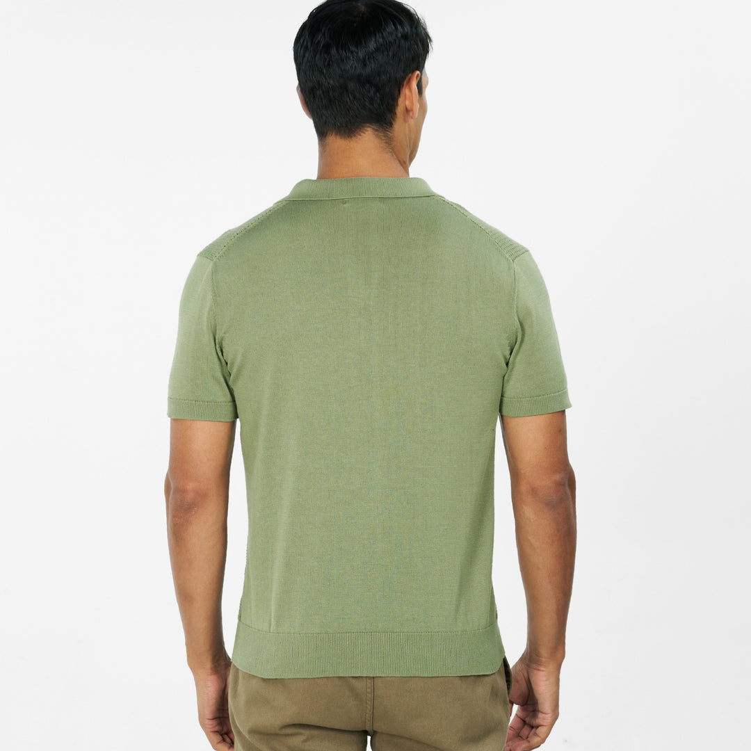 Ash & Erie Green Knit Polo Shirt for Short Men   Short Sleeve Polo Shirt