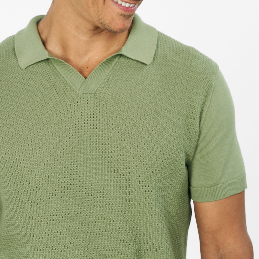 Ash & Erie Green Knit Polo Shirt for Short Men   Short Sleeve Polo Shirt