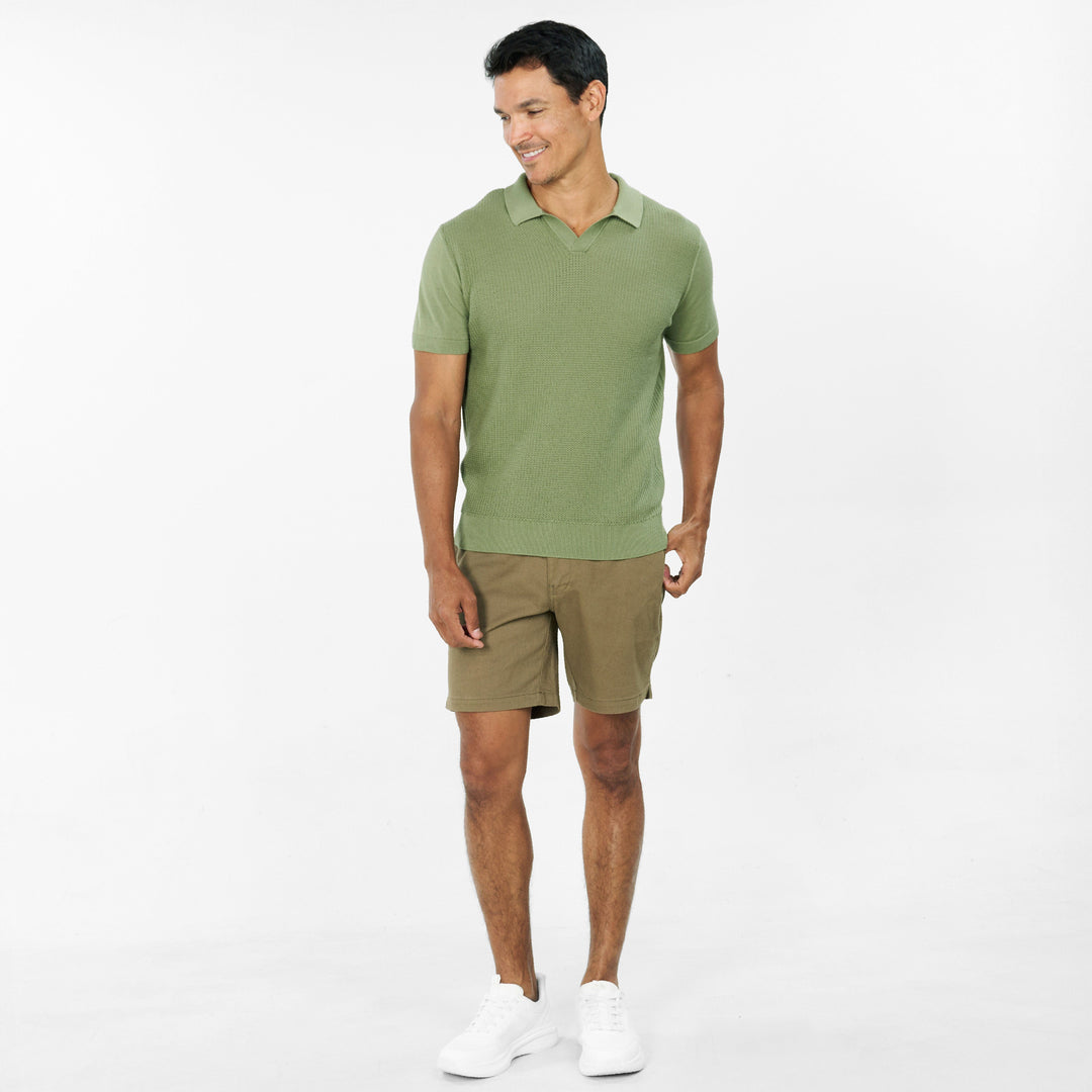 Ash & Erie Green Knit Polo Shirt for Short Men   Short Sleeve Polo Shirt