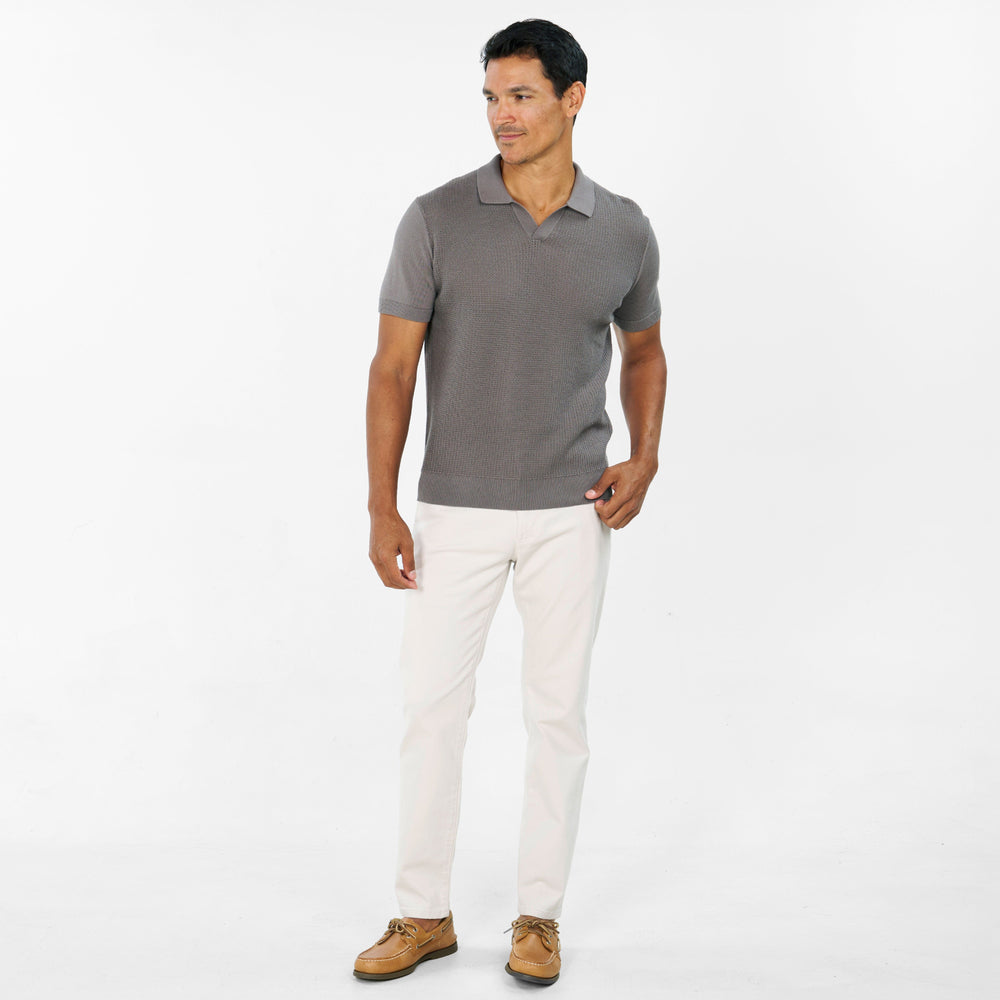 Ash & Erie Grey Knit Polo Shirt for Short Men   Short Sleeve Polo Shirt