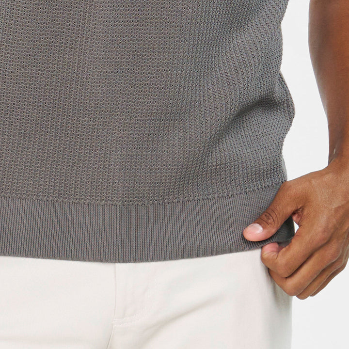 Ash & Erie Grey Knit Polo Shirt for Short Men   Short Sleeve Polo Shirt