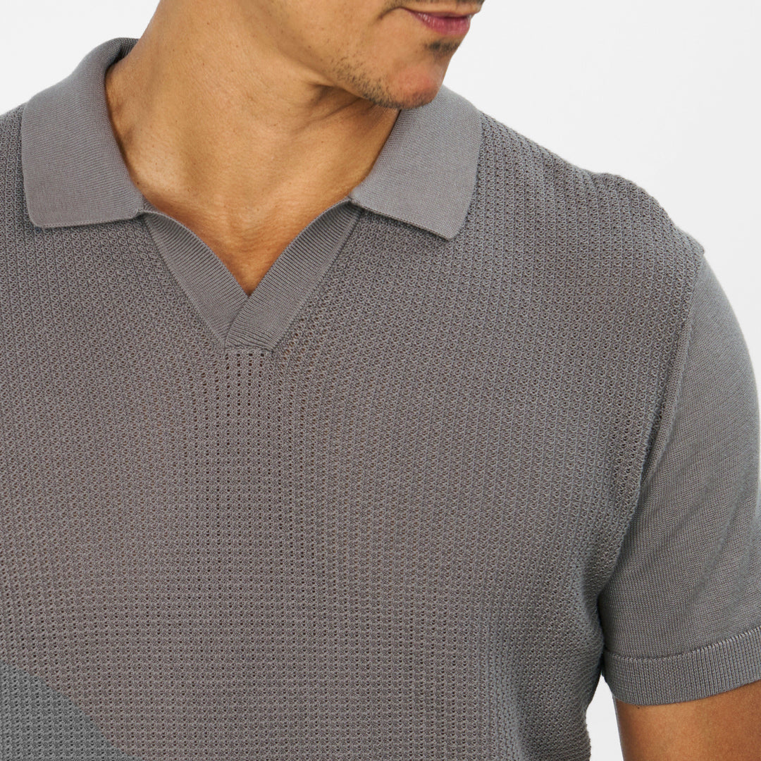 Ash & Erie Grey Knit Polo Shirt for Short Men   Short Sleeve Polo Shirt