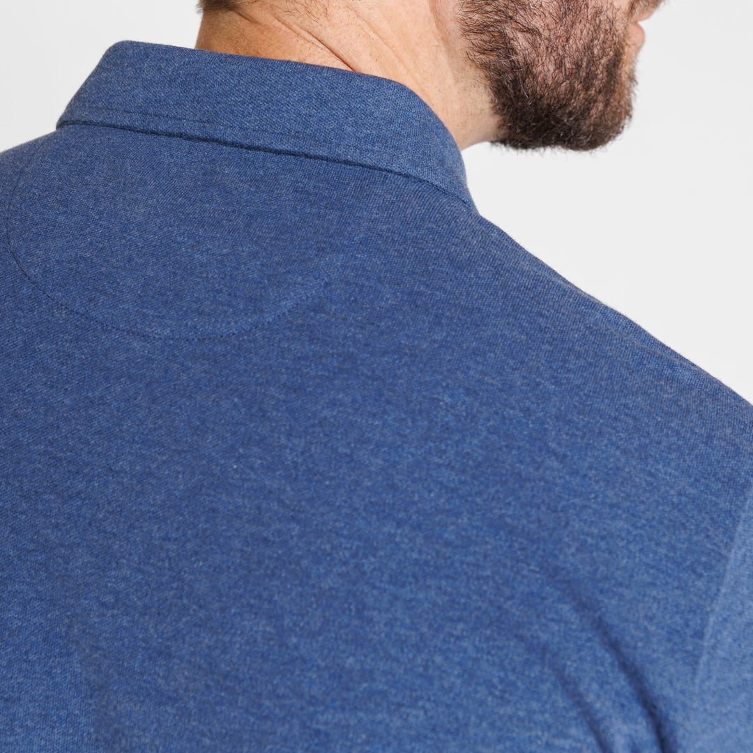 Ash & Erie Heather Blue Pique Polo Shirt for Short Men   Short Sleeve Polo Shirt