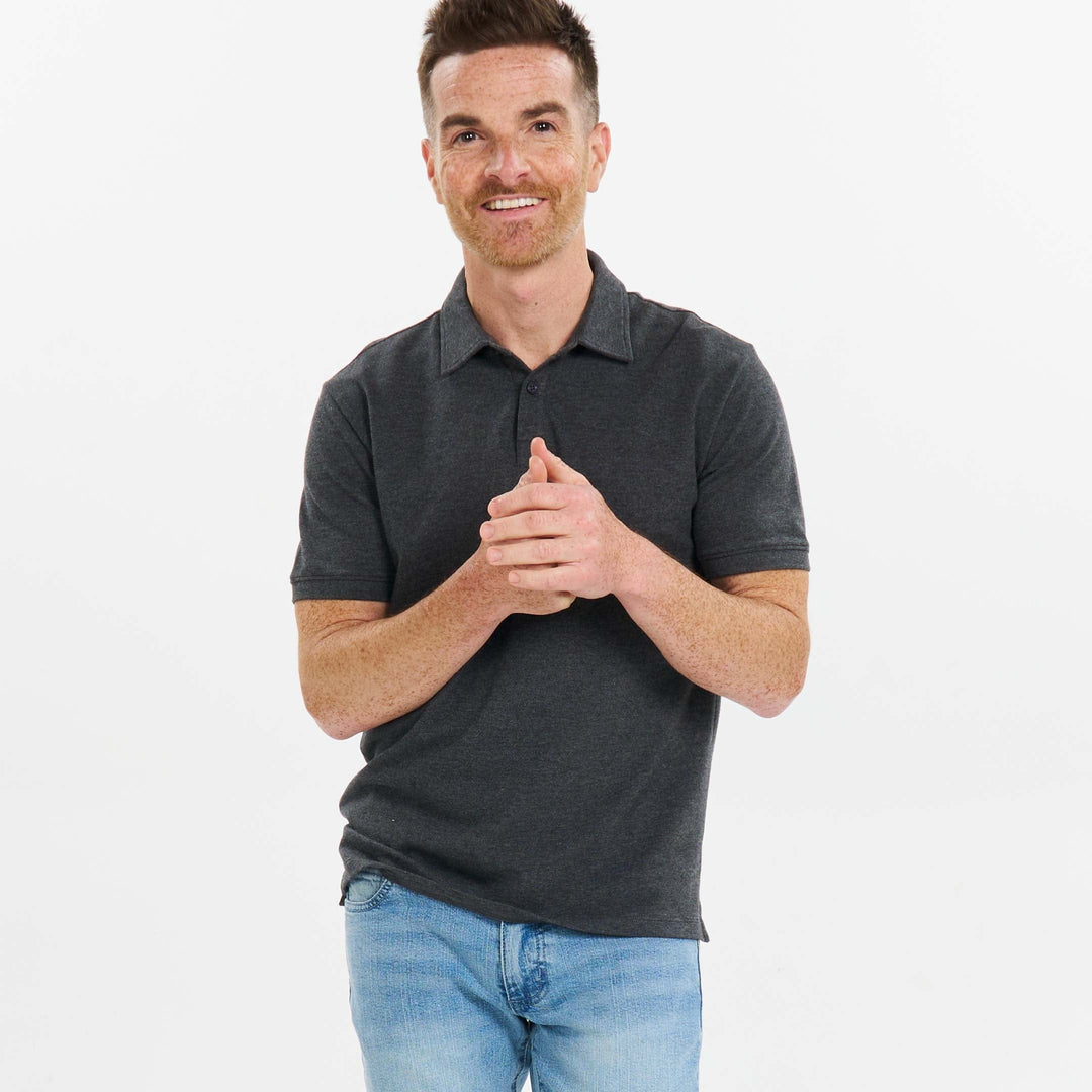 Ash & Erie Grey Pique Polo Shirt for Short Men   Short Sleeve Polo Shirt