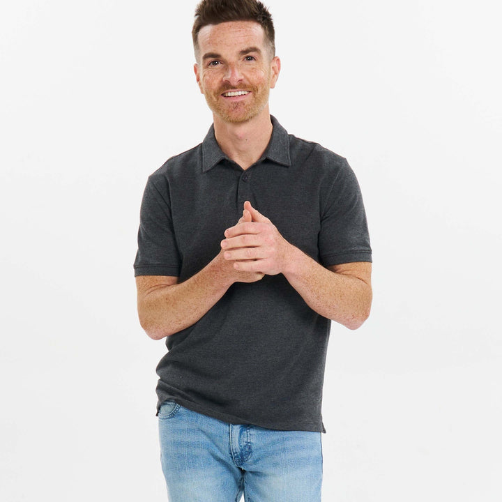 Ash & Erie Grey Pique Polo Shirt for Short Men   Short Sleeve Polo Shirt