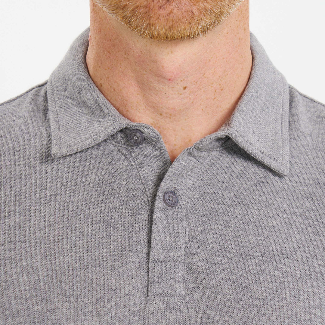 Ash & Erie Heather Light Grey Pique Polo Shirt for Short Men   Short Sleeve Polo Shirt