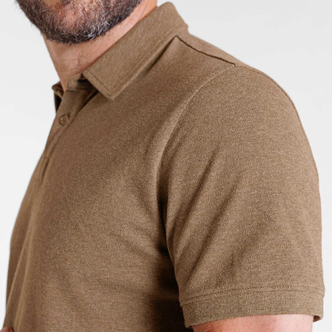 Ash & Erie Heather Olive Pique Polo Shirt for Short Men   Short Sleeve Polo Shirt