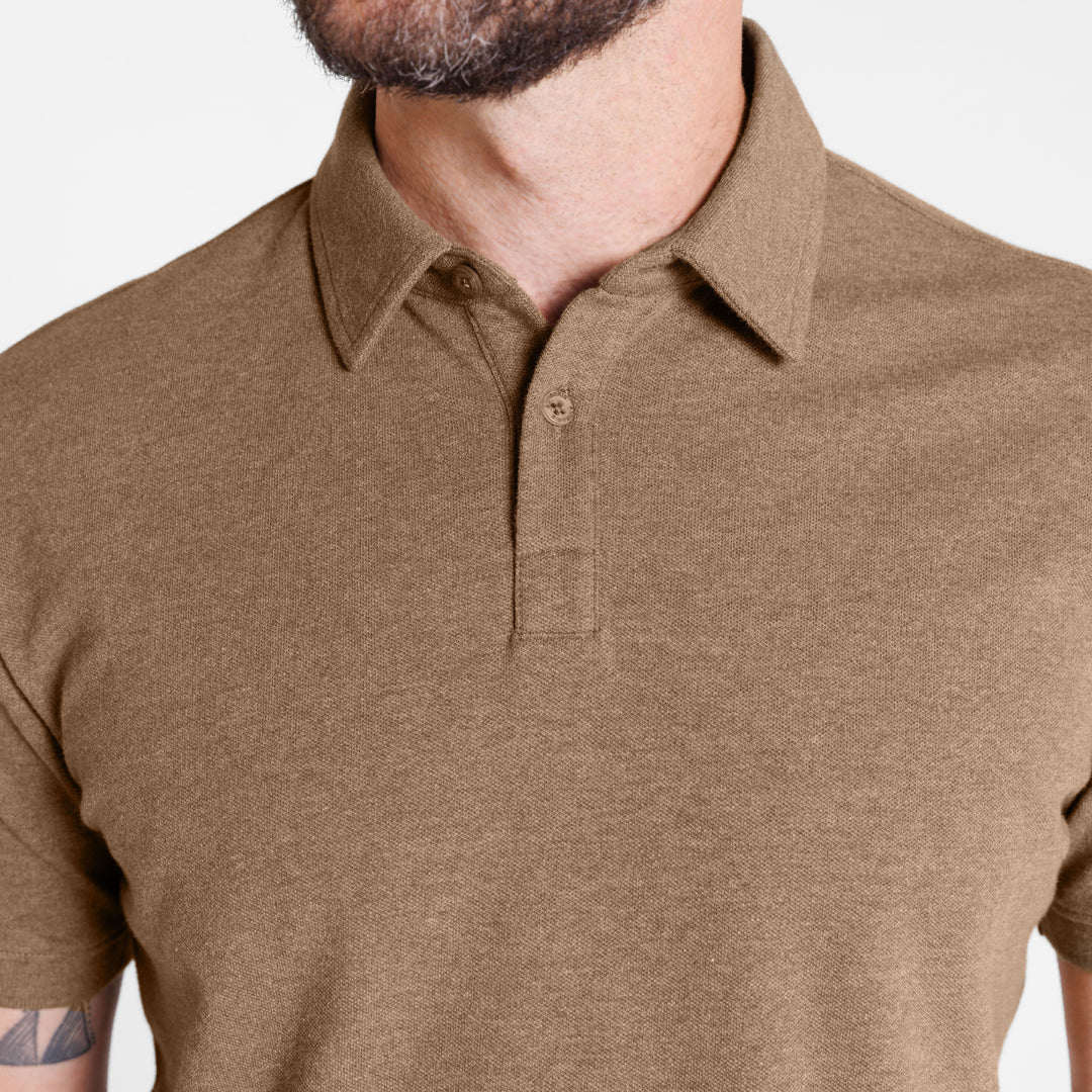 Ash & Erie Heather Olive Pique Polo Shirt for Short Men   Short Sleeve Polo Shirt