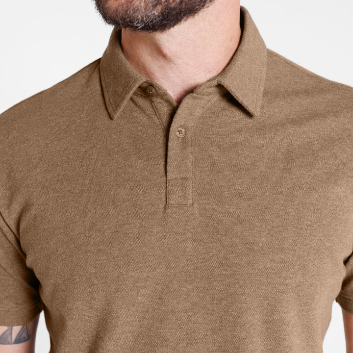 Ash & Erie Heather Olive Pique Polo Shirt for Short Men   Short Sleeve Polo Shirt