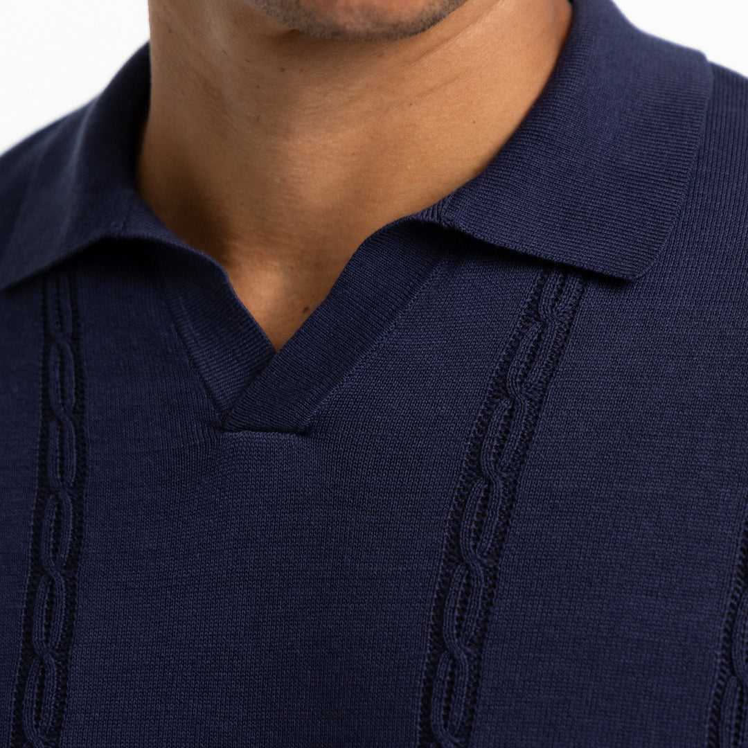 Ash & Erie Navy Knit Polo Shirt for Short Men   Short Sleeve Polo Shirt