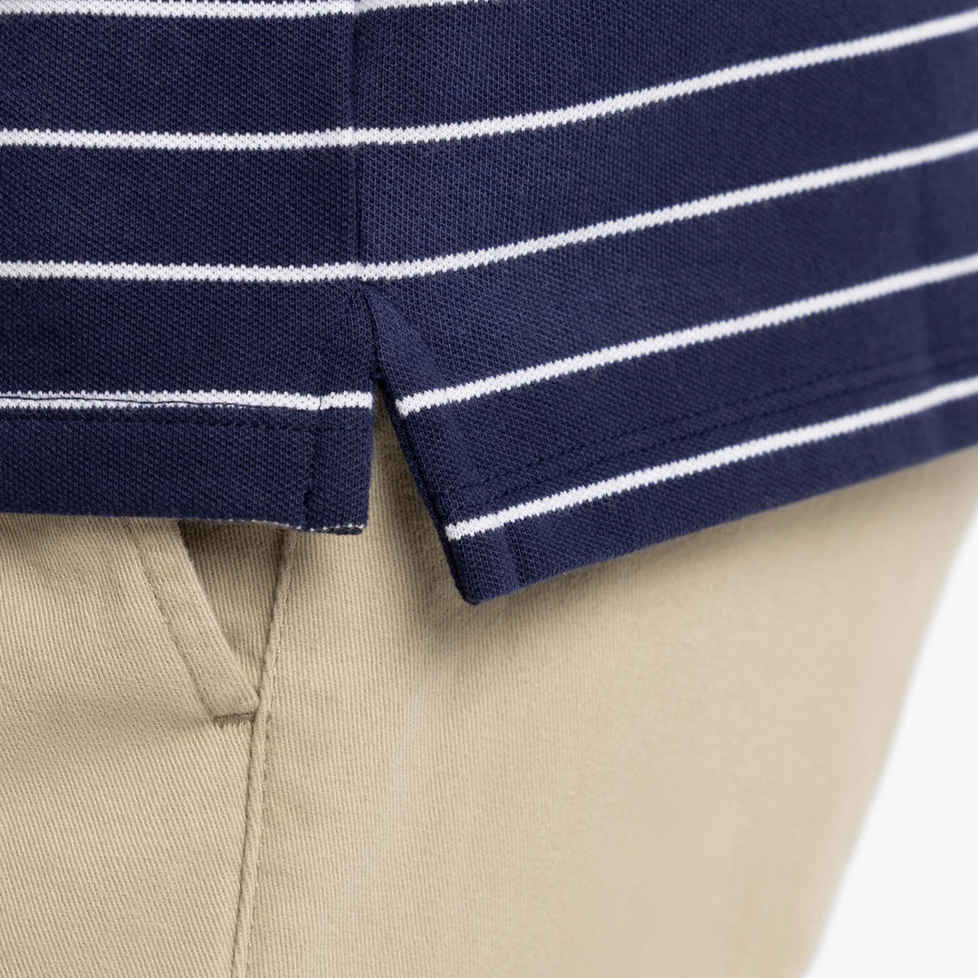 Ash & Erie Navy Stripes Pique Polo Shirt for Short Men   Short Sleeve Polo Shirt