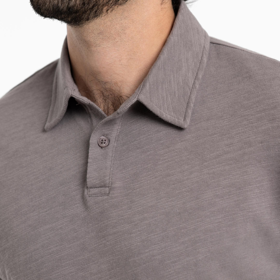 Ash & Erie Steel Grey Textured Polo Shirt for Short Men   Short Sleeve Polo Shirt