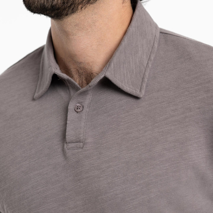 Ash & Erie Steel Grey Textured Polo Shirt for Short Men   Short Sleeve Polo Shirt