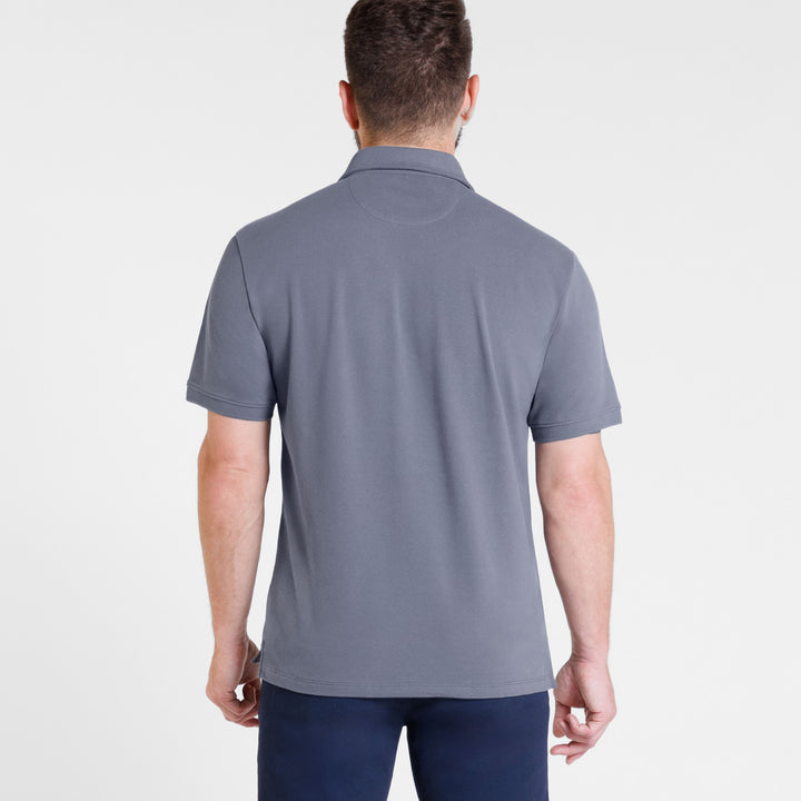 Ash & Erie Steel Pique Polo Shirt for Short Men   Short Sleeve Polo Shirt