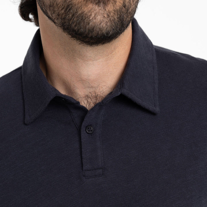 Ash & Erie True Navy Textured Polo Shirt for Short Men   Short Sleeve Polo Shirt