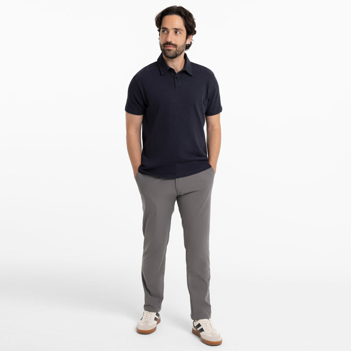 Ash & Erie True Navy Textured Polo Shirt for Short Men   Short Sleeve Polo Shirt