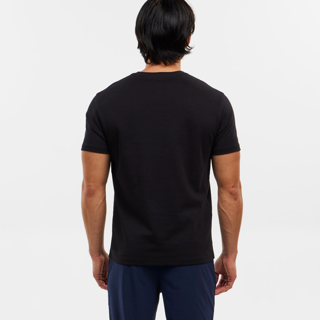 Ash & Erie Black Pima Cotton Crew Neck T-Shirt for Short Men   Short Sleeve Premium Tee