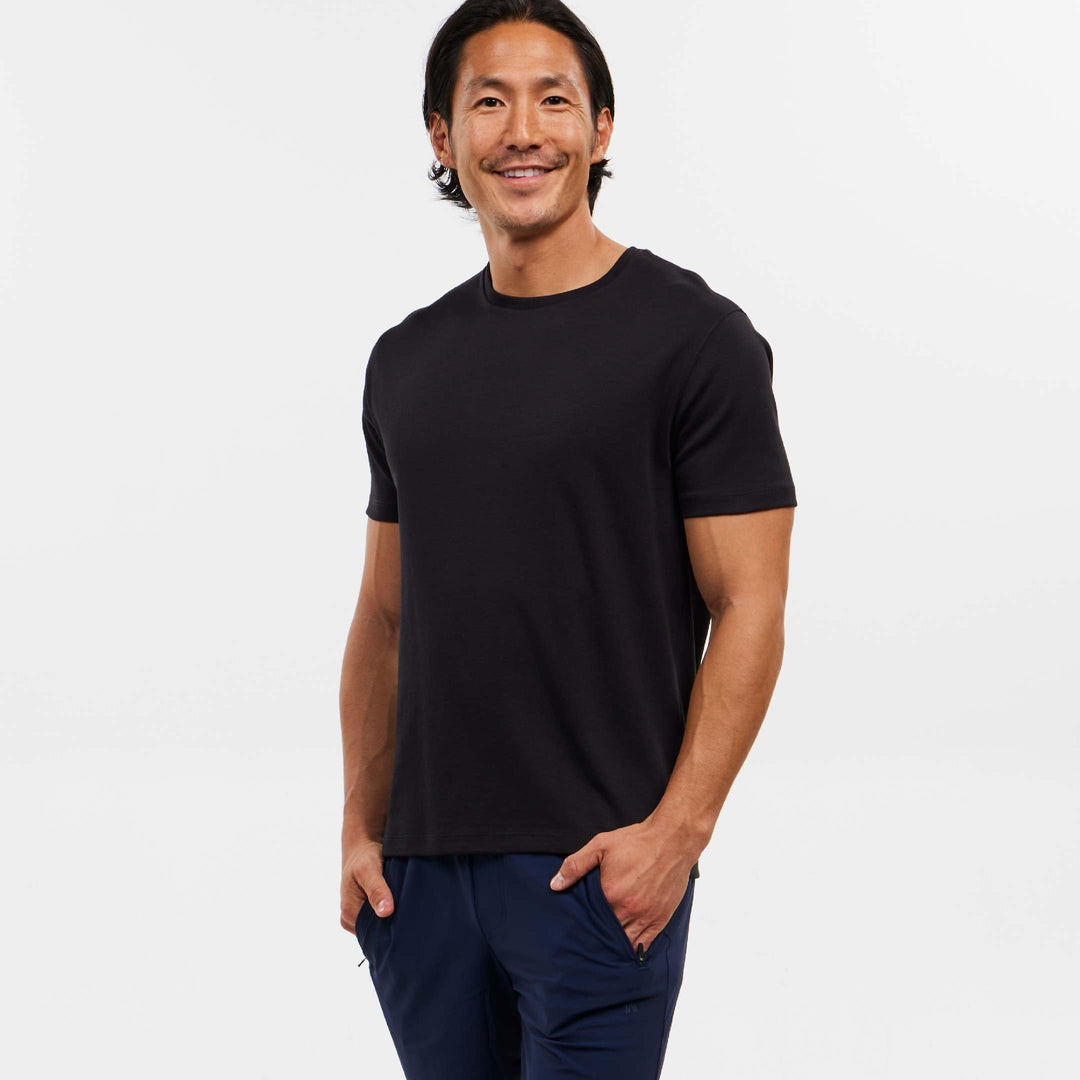 Ash & Erie Black Luxury Soft Touch Crew Neck T-Shirt for Short Men   Short Sleeve Premium Tee