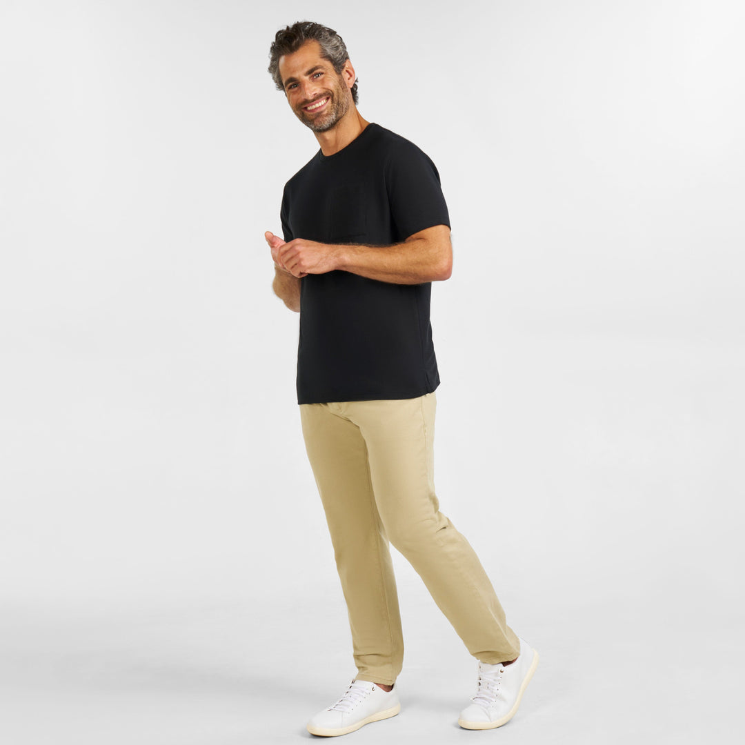 Ash & Erie Black Micro Pique Crew Neck T-Shirt for Short Men   Short Sleeve Premium Tee