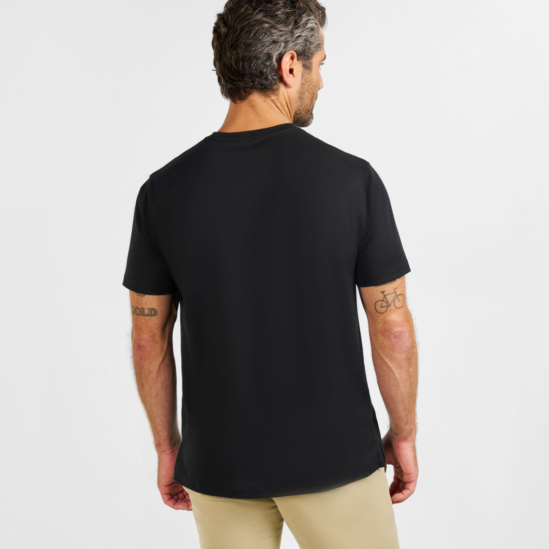 Ash & Erie Black Micro Pique Crew Neck T-Shirt for Short Men   Short Sleeve Premium Tee