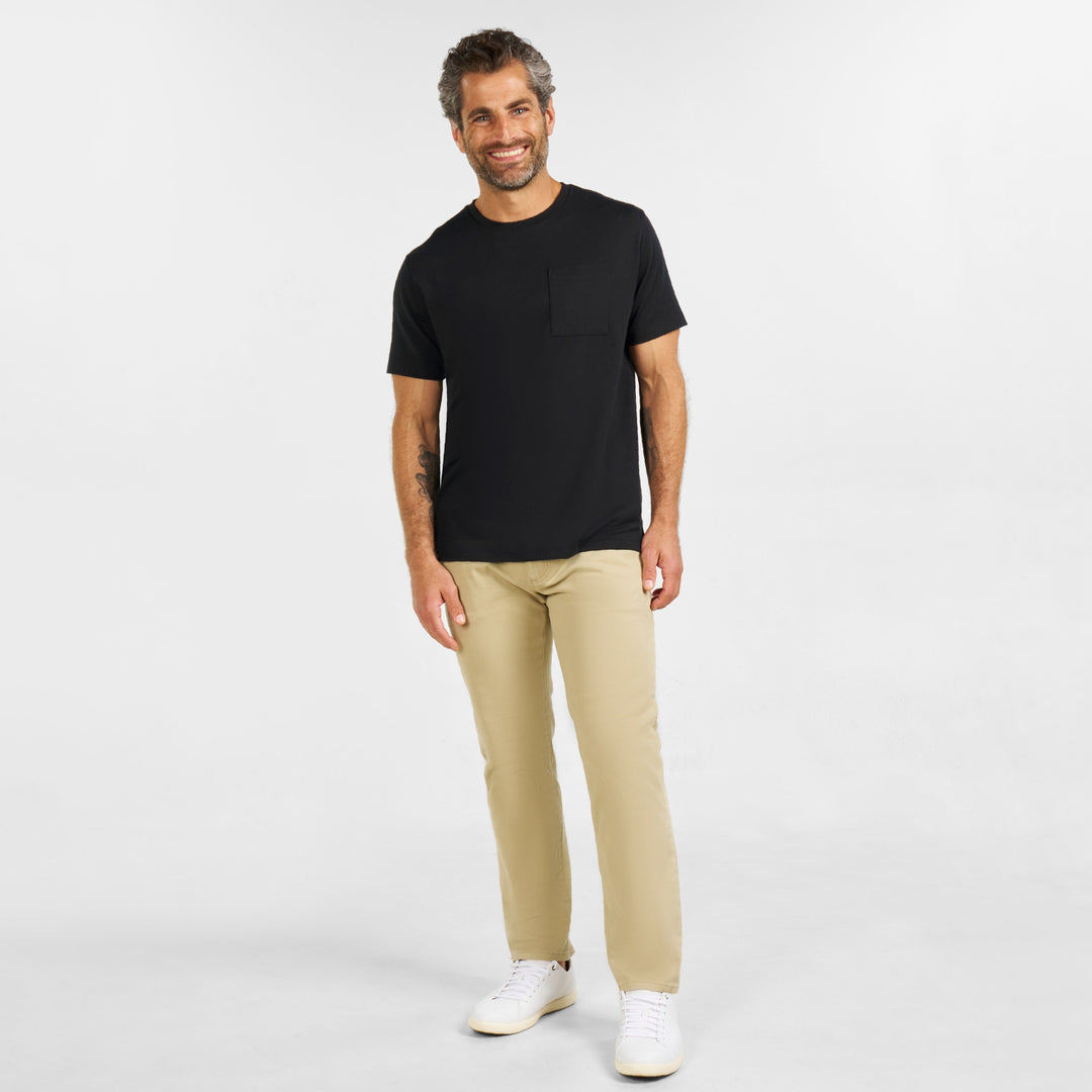 Ash & Erie Black Micro Pique Crew Neck T-Shirt for Short Men   Short Sleeve Premium Tee