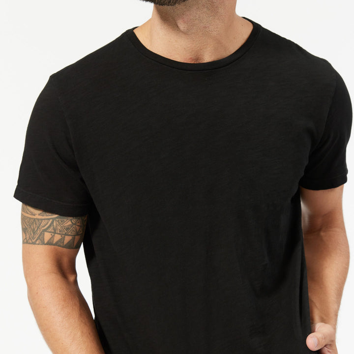 Ash & Erie Washed Black Textured Crew Neck T-Shirt for Short Men   Short Sleeve Premium Tee