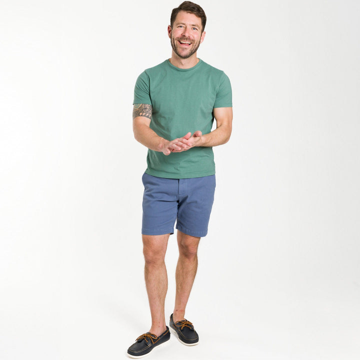 Ash & Erie Blue Green Pima Cotton Crew Neck T-Shirt for Short Men   Short Sleeve Premium Tee