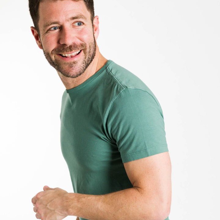 Ash & Erie Blue Green Pima Cotton Crew Neck T-Shirt for Short Men   Short Sleeve Premium Tee
