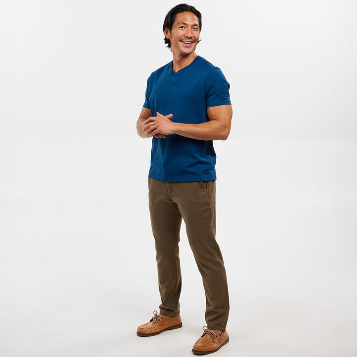 Buy Black Pima Cotton V Neck T-Shirt for Short Men | Ash & Erie   Short Sleeve Premium Tee