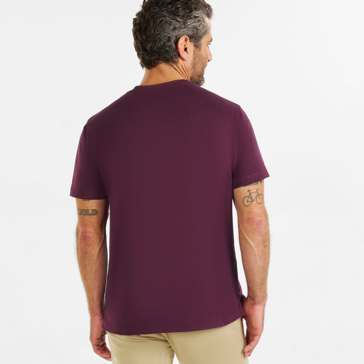Ash & Erie Burgundy Micro Pique Crew Neck T-Shirt for Short Men   Short Sleeve Premium Tee