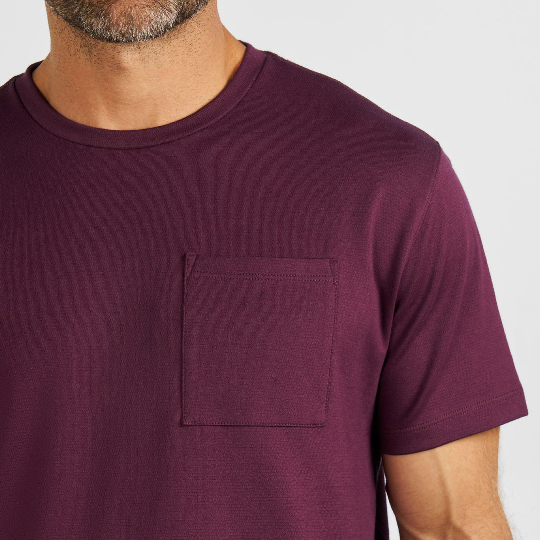 Ash & Erie Burgundy Micro Pique Crew Neck T-Shirt for Short Men   Short Sleeve Premium Tee