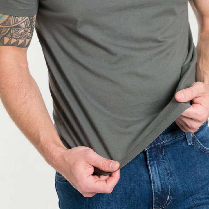 Ash & Erie Fieldstone Grey Pima Cotton Crew Neck T-Shirt for Short Men   Short Sleeve Premium Tee