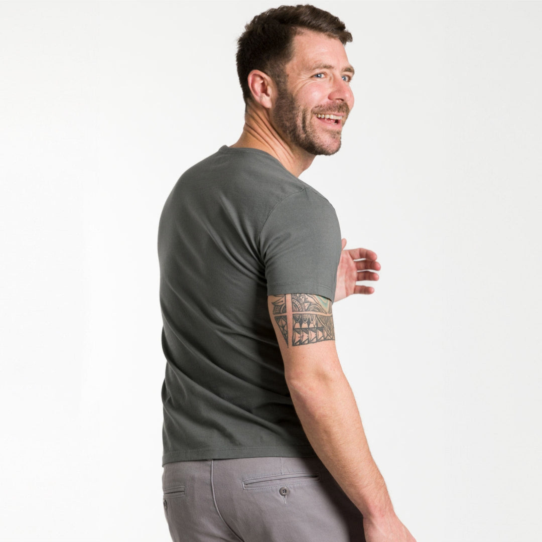 Ash & Erie Fieldstone Grey Pima Cotton Crew Neck T-Shirt for Short Men   Short Sleeve Premium Tee