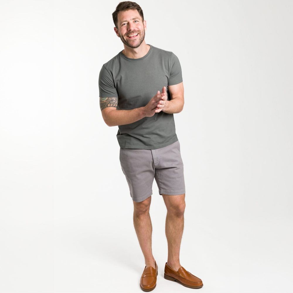 Ash & Erie Fieldstone Grey Pima Cotton Crew Neck T-Shirt for Short Men   Short Sleeve Premium Tee