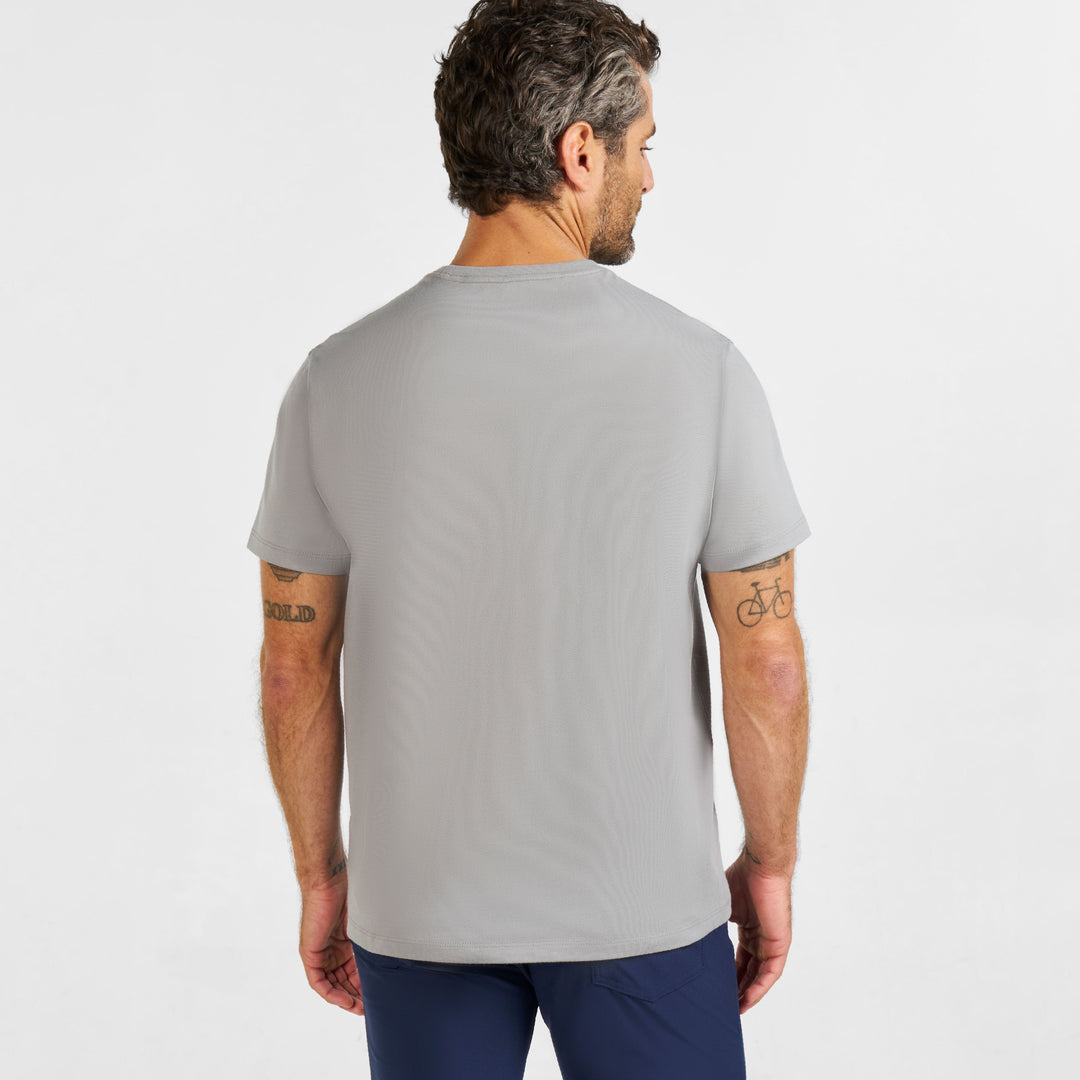 Ash & Erie Grey Pima Cotton Crew Neck T-Shirt for Short Men   Short Sleeve Premium Tee