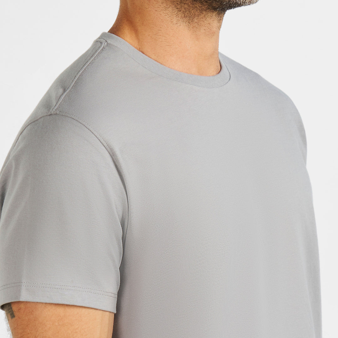 Ash & Erie Grey Pima Cotton Crew Neck T-Shirt for Short Men   Short Sleeve Premium Tee