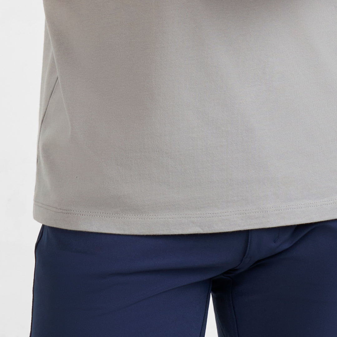 Ash & Erie Grey Pima Cotton Crew Neck T-Shirt for Short Men   Short Sleeve Premium Tee