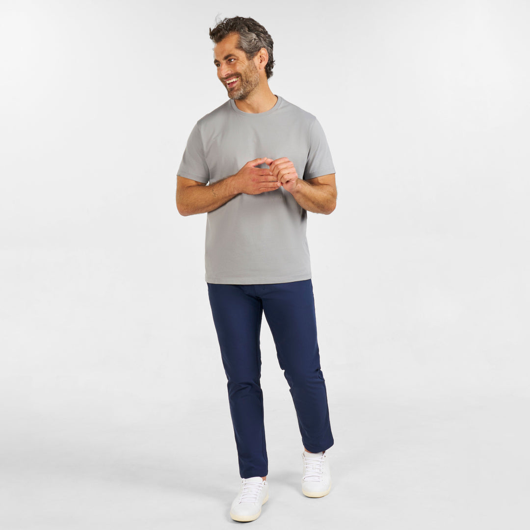 Ash & Erie Grey Pima Cotton Crew Neck T-Shirt for Short Men   Short Sleeve Premium Tee