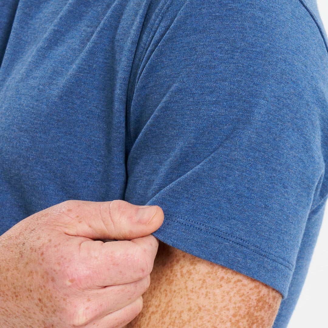 Ash & Erie Heather Blue Luxury Soft Touch Crew Neck T-Shirt for Short Men   Short Sleeve Premium Tee