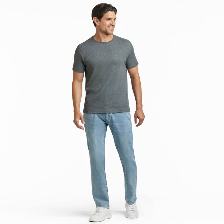 Ash & Erie Heather Charcoal Luxury Soft Touch Crew Neck T-Shirt for Short Men   Short Sleeve Premium Tee