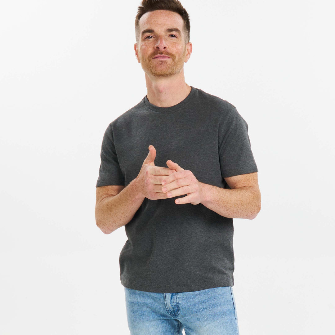 Ash & Erie Heather Charcoal Luxury Soft Touch Crew Neck T-Shirt for Short Men   Short Sleeve Premium Tee