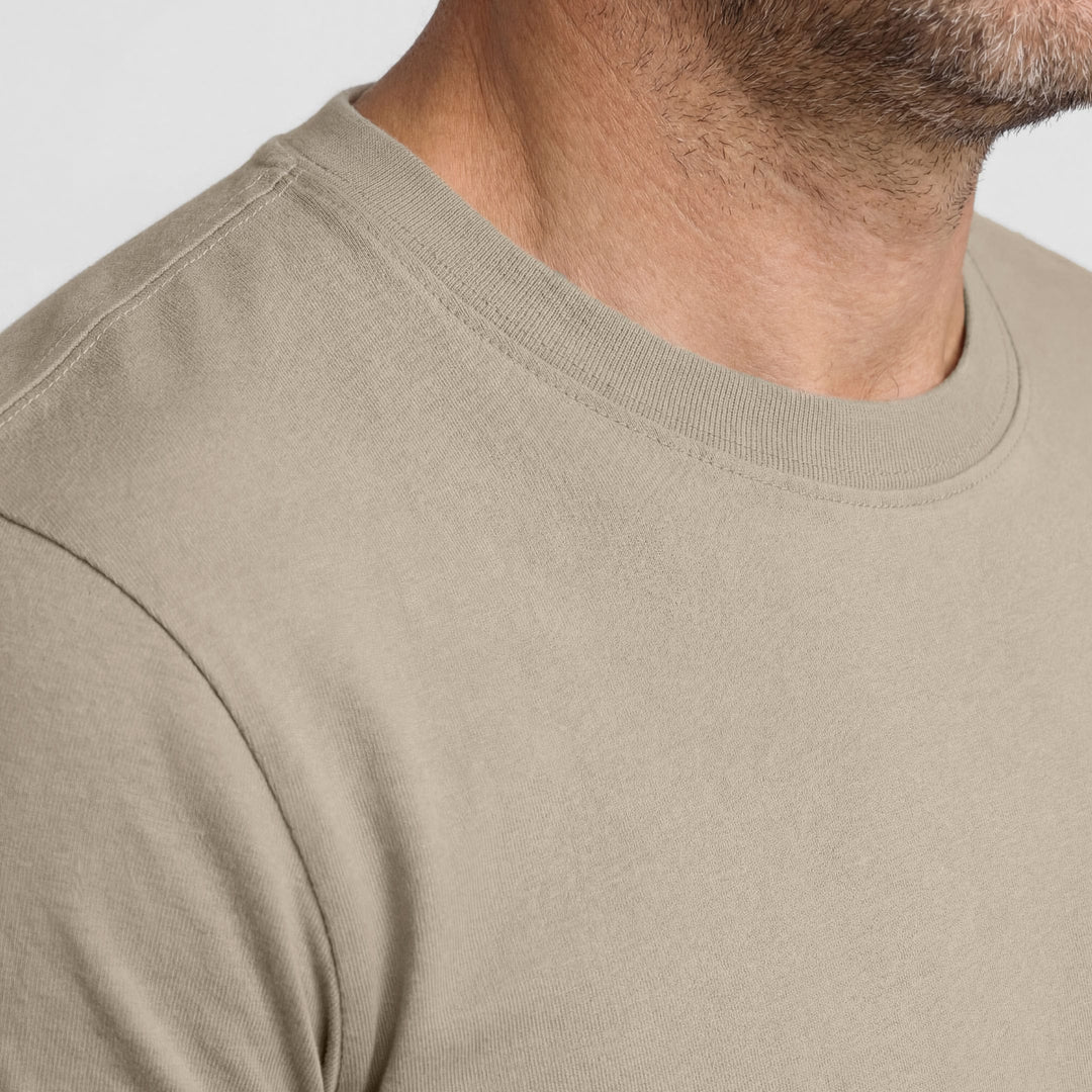 Ash & Erie Khaki Pima Cotton Crew Neck T-Shirt for Short Men   Short Sleeve Premium Tee