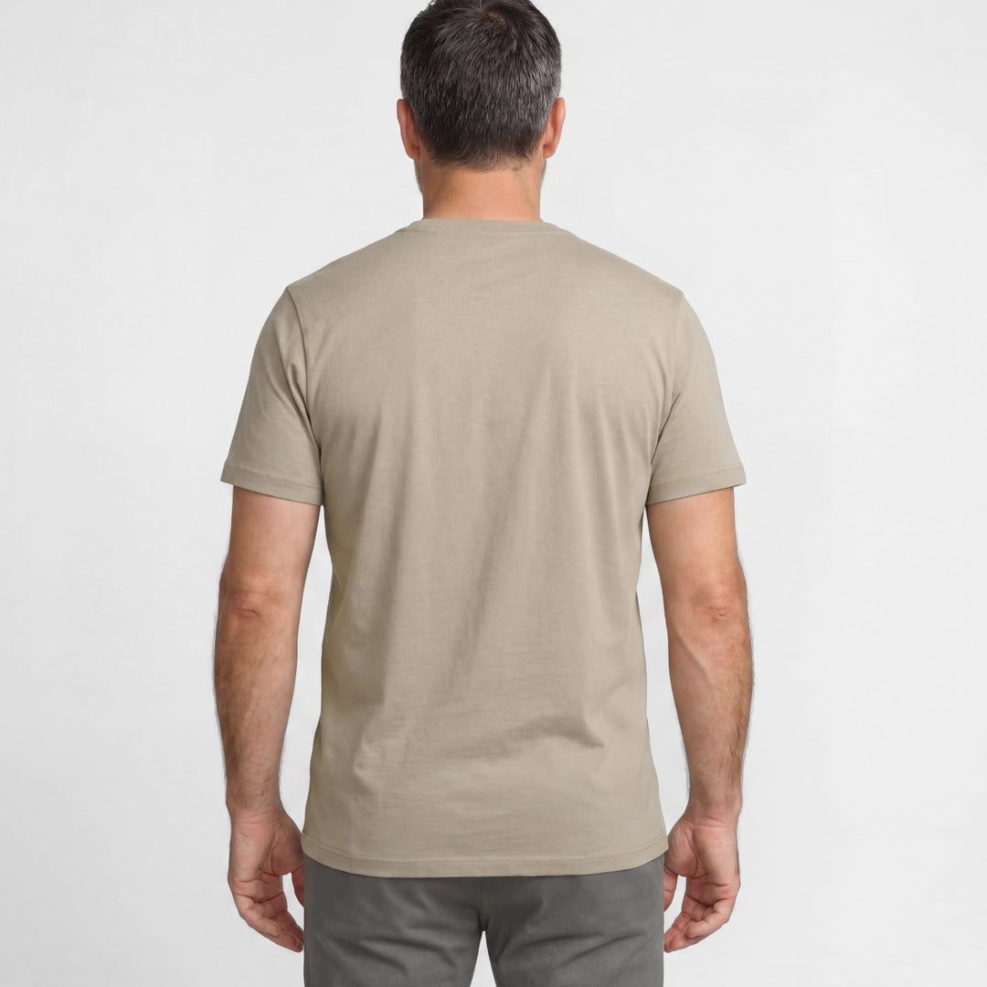 Ash & Erie Khaki Pima Cotton Crew Neck T-Shirt for Short Men   Short Sleeve Premium Tee
