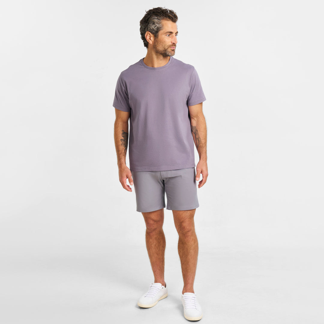 Ash & Erie Lavender Pima Cotton Crew Neck T-Shirt for Short Men   Short Sleeve Premium Tee
